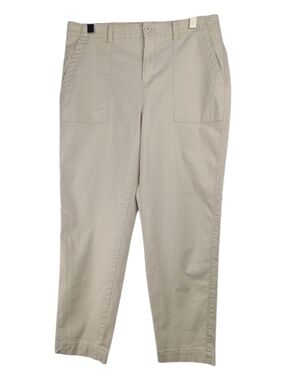 LOFT Cream Ankle Cropped Pants Size 10 High Rise Slim Workwear Minimalist